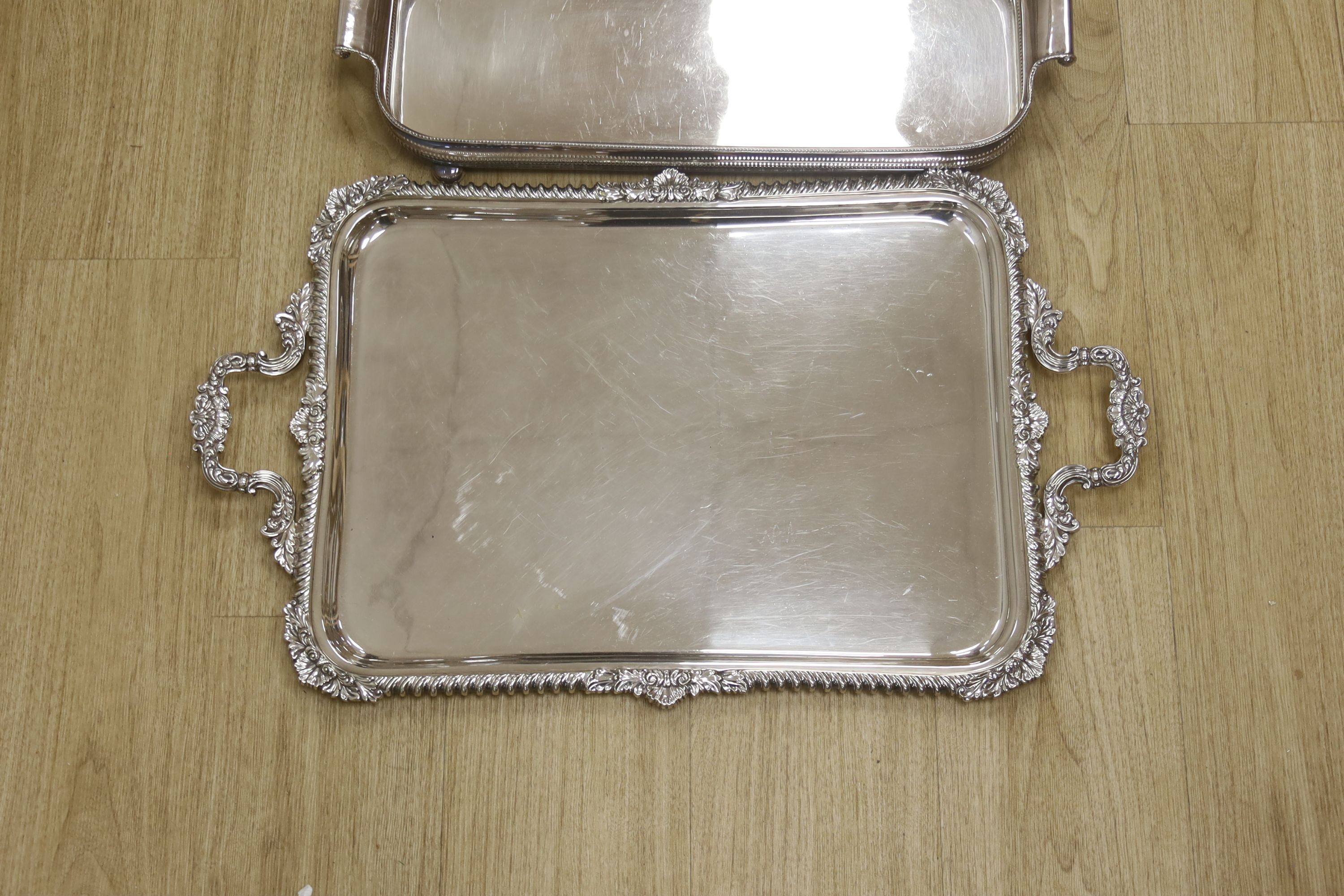 Three silver plated trays